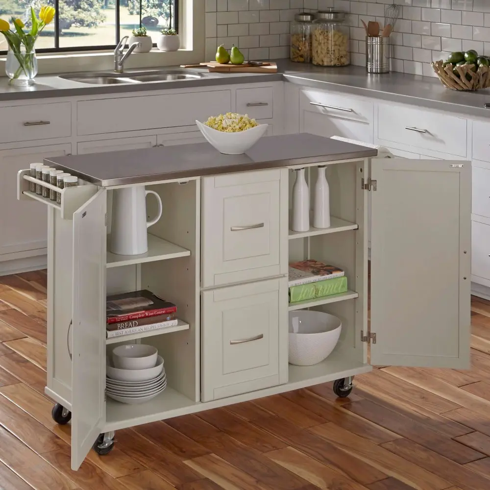 4514-95 White Stainless Top Kitchen Cart - Patriot -2