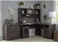 CAB005HRG Cabot Heather Gray L-Desk with Hutch and Lateral File - Bush Furniture