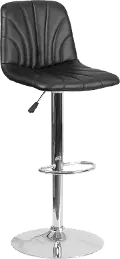 Black Vinyl Adjustable Bar Stool with Chrome Base