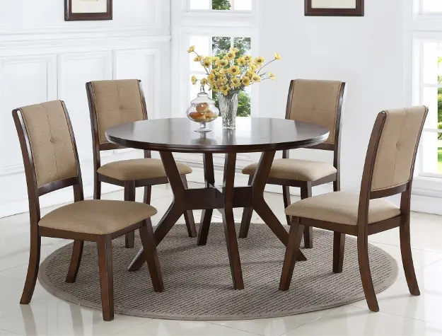 Espresso 5 Piece Round Dining Set - Barney-1