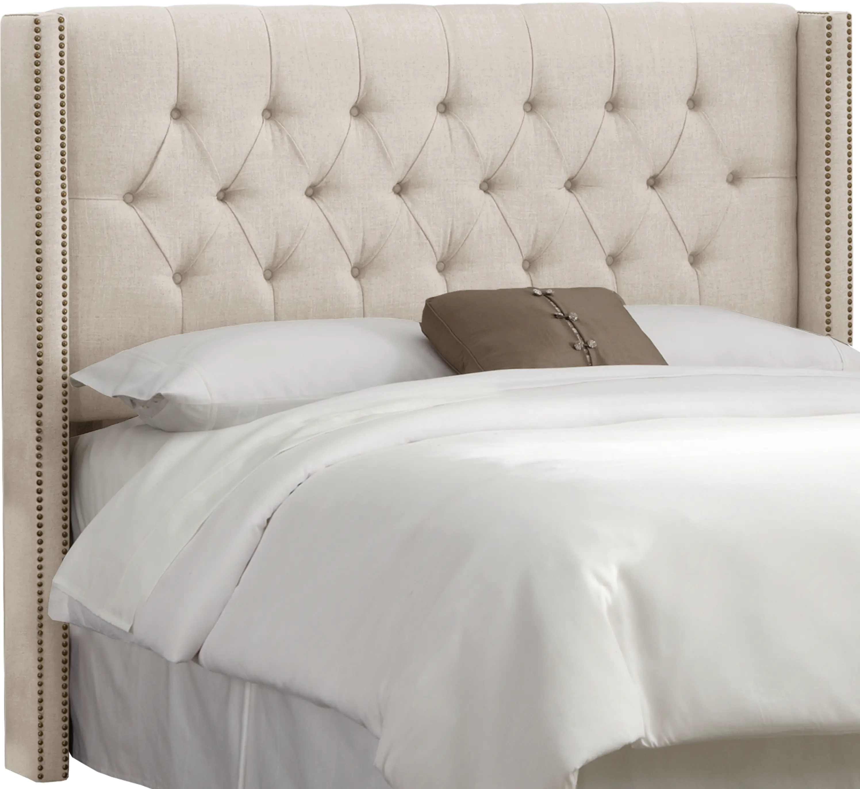 143NB-BRLNNTLC Abigail Ivory Diamond Tufted Wingback King Headboard- Skyline Furniture-3