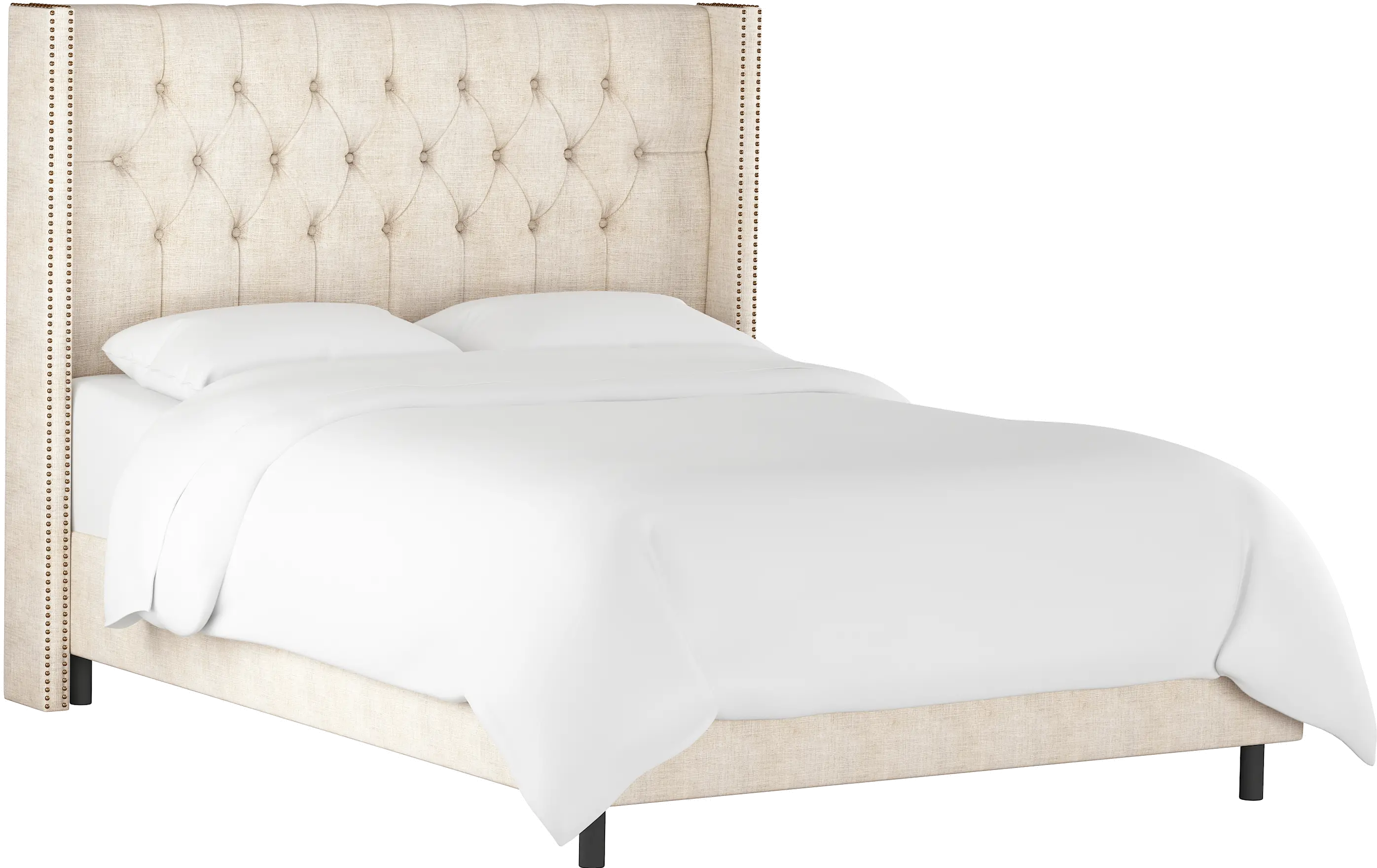 144NBBED-BRLNNTLC Abigail Ivory Diamond Tufted Wingback California King Bed - Skyline Furniture-1