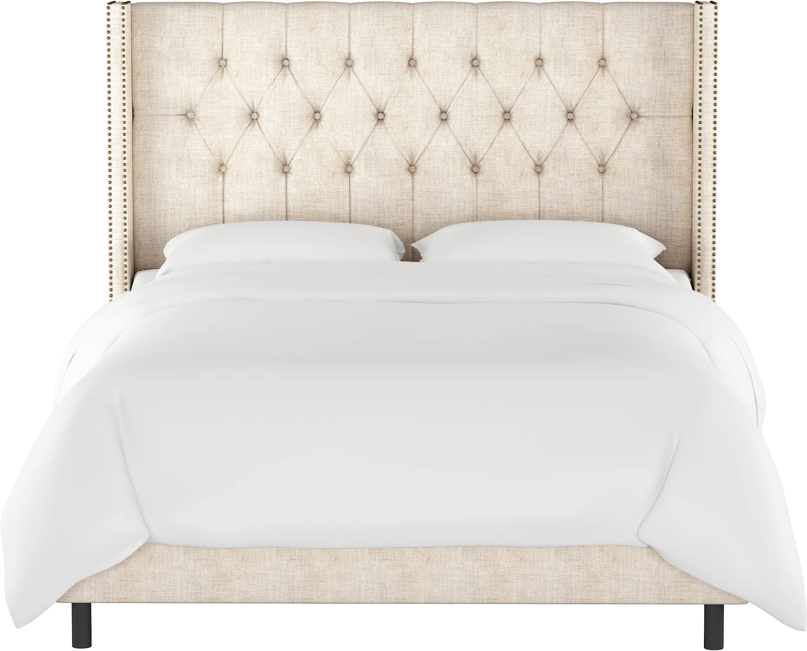 144NBBED-BRLNNTLC Abigail Ivory Diamond Tufted Wingback California King Bed - Skyline Furniture-3