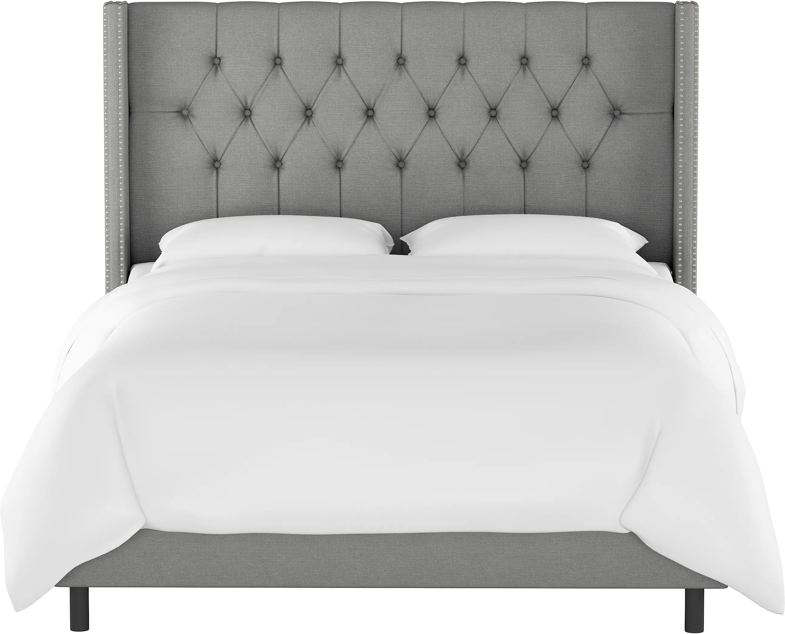 144NBBED-PWLNNGR Abigail Gray Diamond Tufted Wingback California King Bed - Skyline Furniture-3