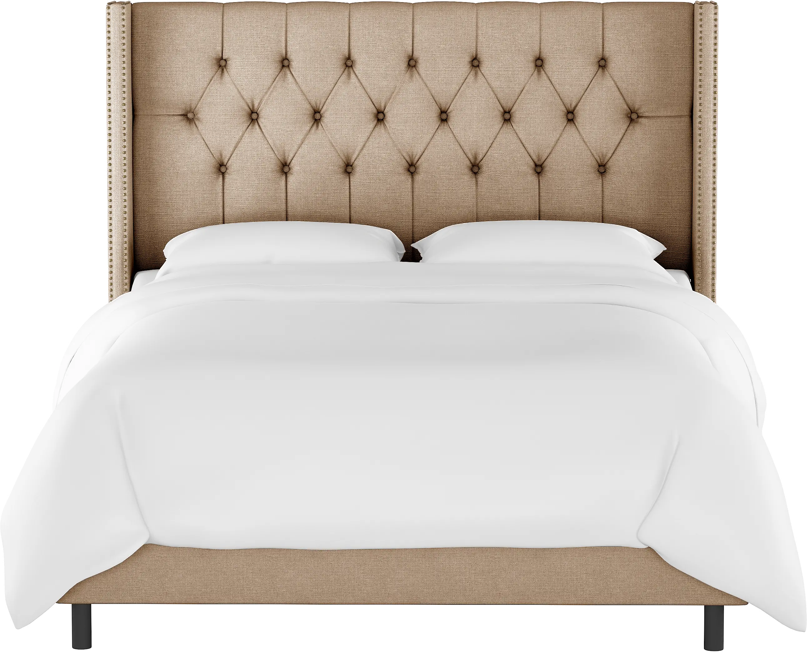 143NBBED-BRLNNSND Abigail Tan Diamond Tufted Wingback King Bed - Skyline Furniture-3