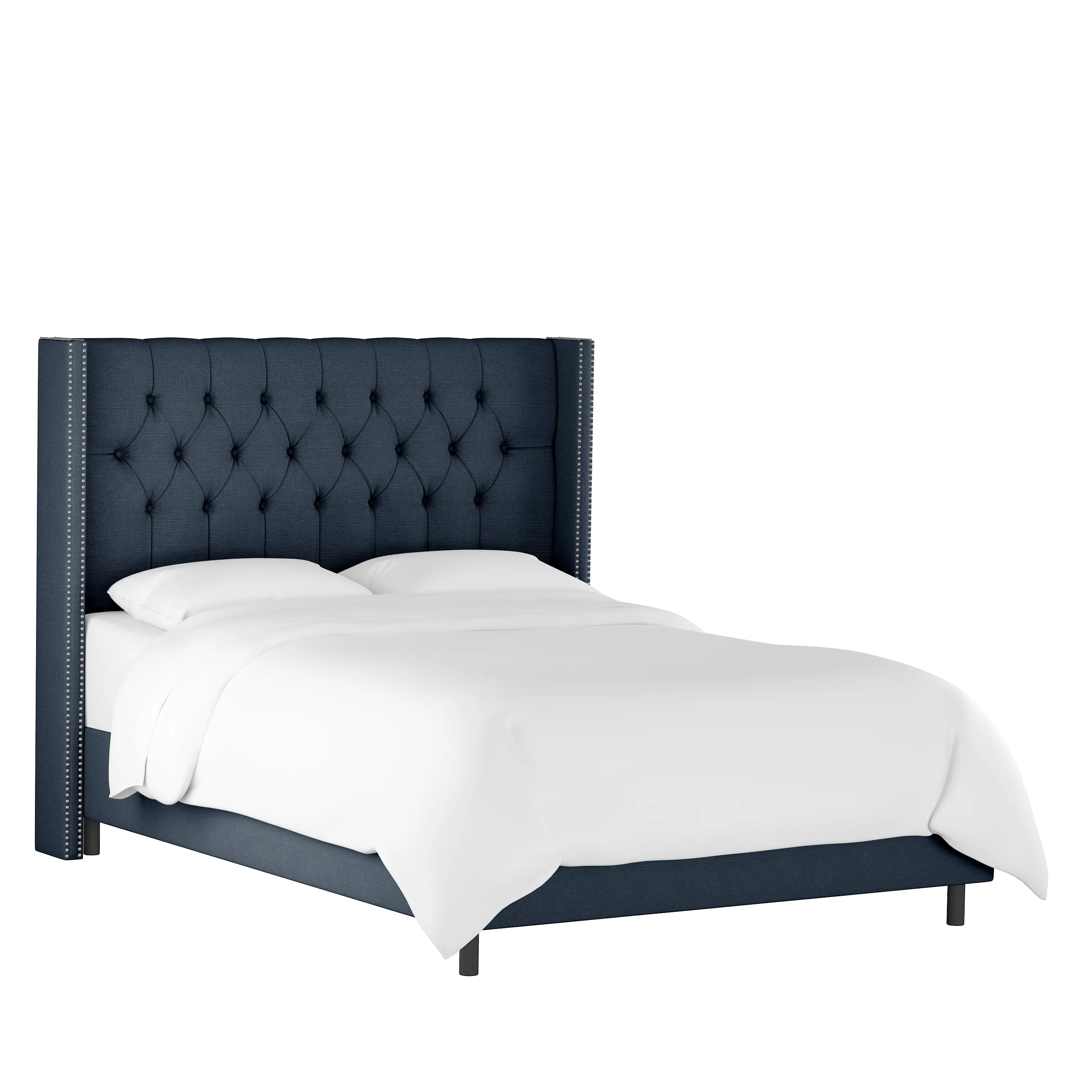 141NBBED-PWLNNNV Abigail Navy Blue Diamond Tufted Wingback Full Bed - Skyline Furniture-1