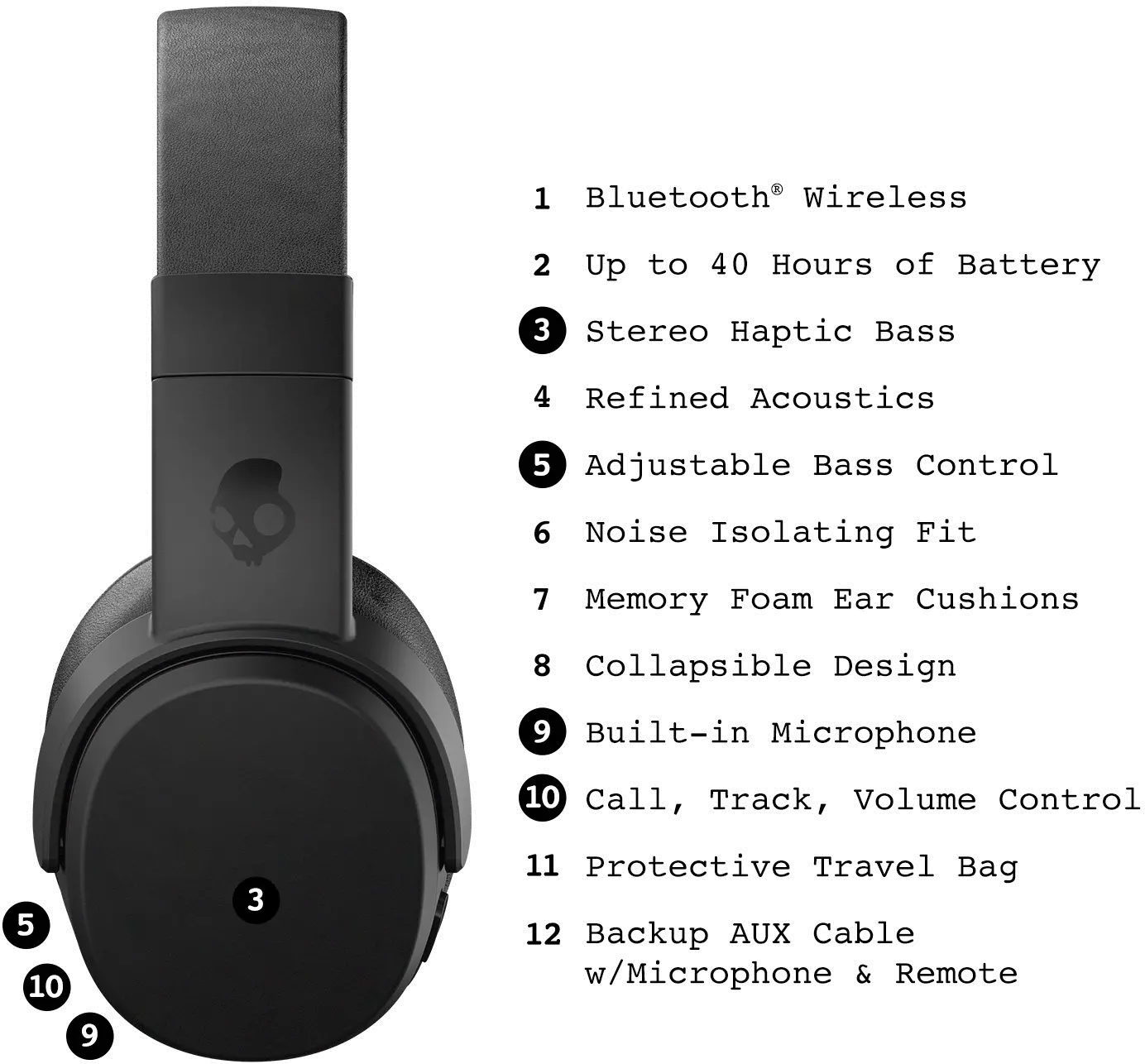 S6CRW-K591,BLK,CR,WS Skullcandy Crusher Wireless Over-the-Ear Headphones - Black-7