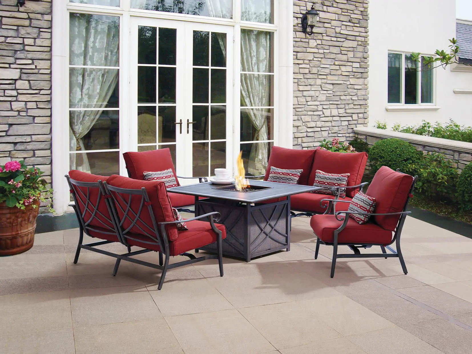 5 Piece Bar Harbor Outdoor Patio Fire Pit Chat Set-1