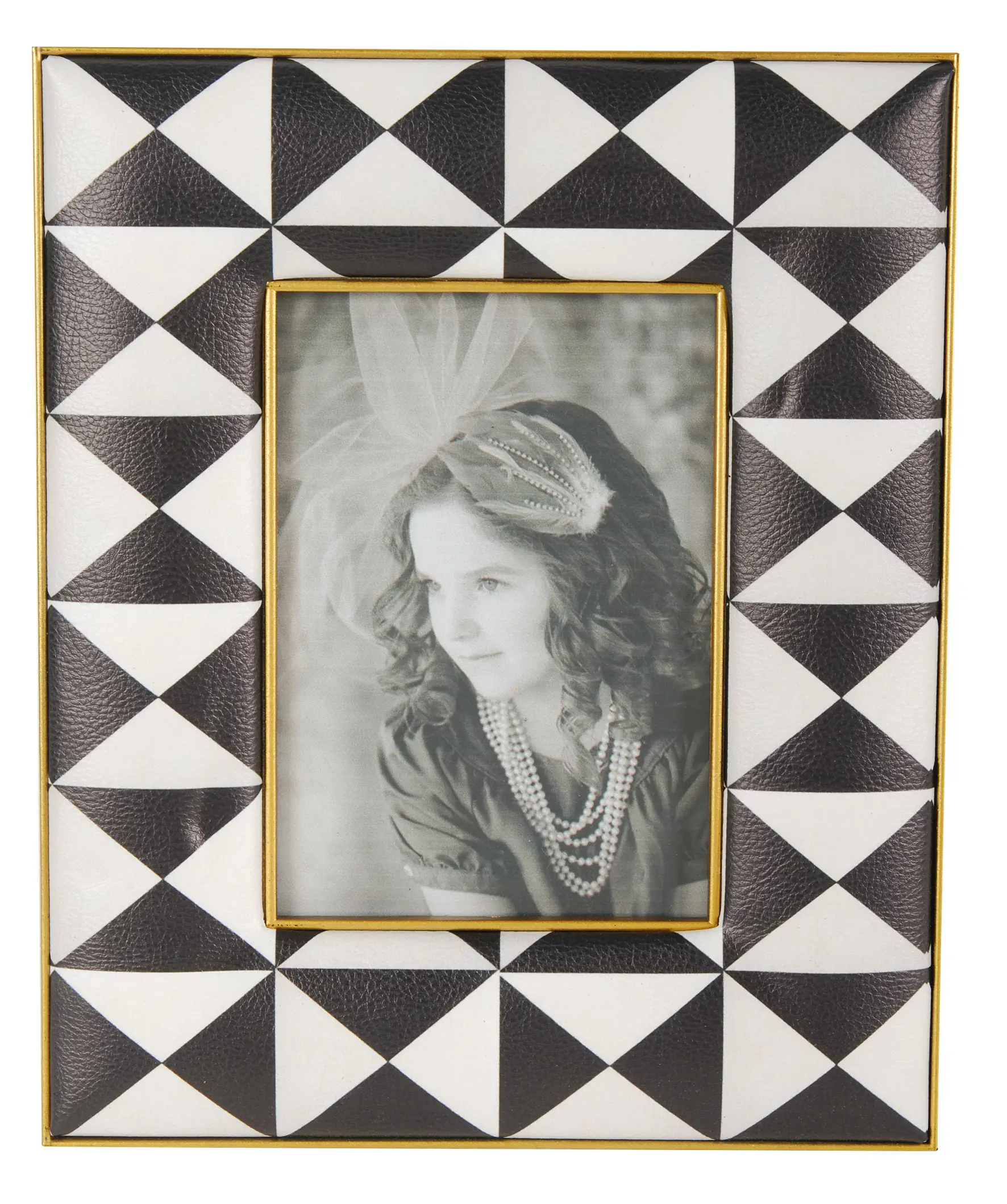 10 Inch Black and White Geometric Printed Picture Frame-1