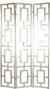 Open Silver 3-Panel Floor Screen