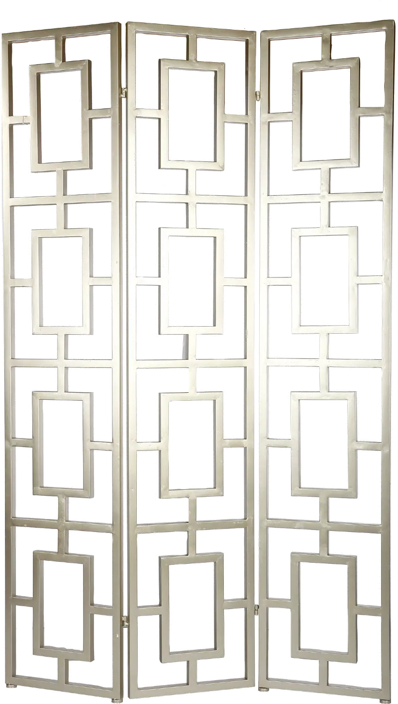 Open Silver 3-Panel Floor Screen