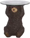 Barney Brown Bear Side Table with Glass Top