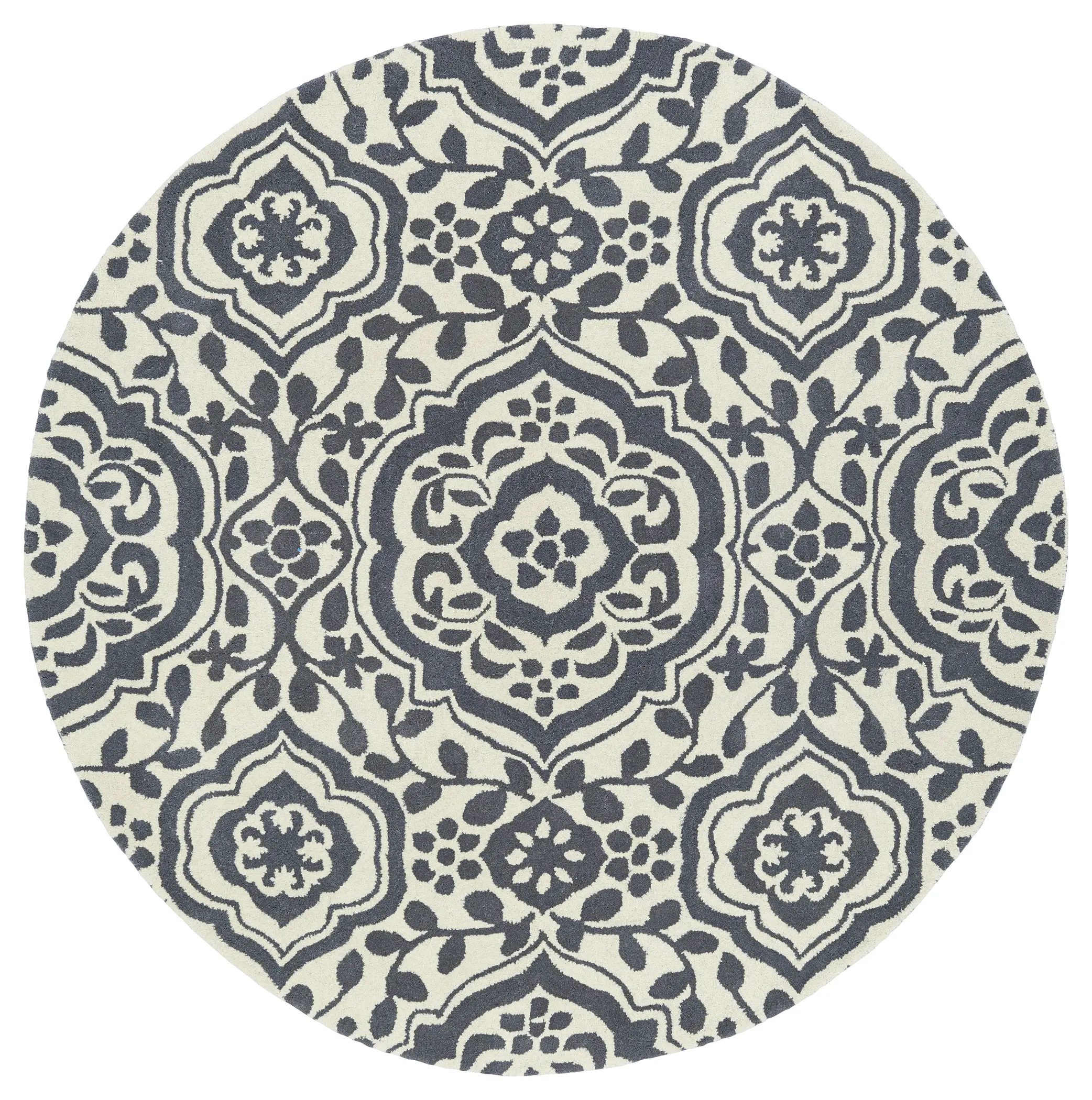10' Round Charcoal Gray & Ivory Area Rug - Evolution-5