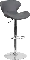 Contemporary Gray Vinyl Adjustable Bar Stool