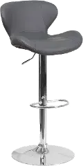 Contemporary Gray Vinyl Adjustable Bar Stool