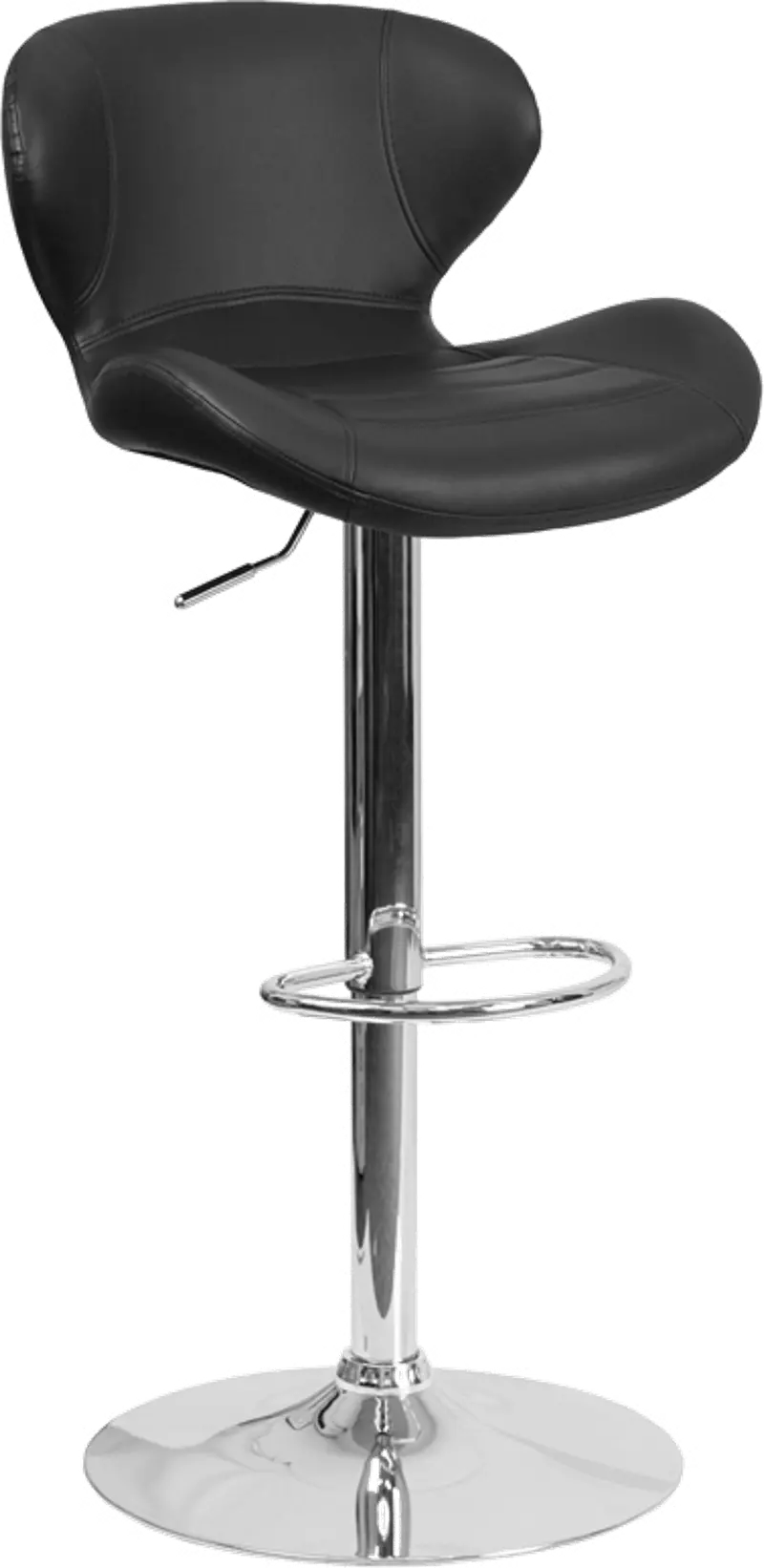 Contemporary Black Vinyl Adjustable Bar Stool