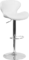 Contemporary White Vinyl Adjustable Bar Stool
