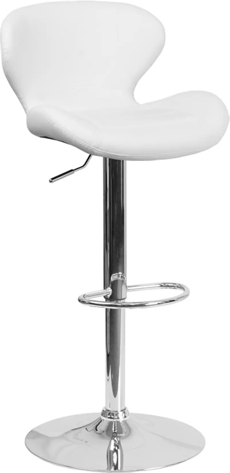 Contemporary White Vinyl Adjustable Bar Stool