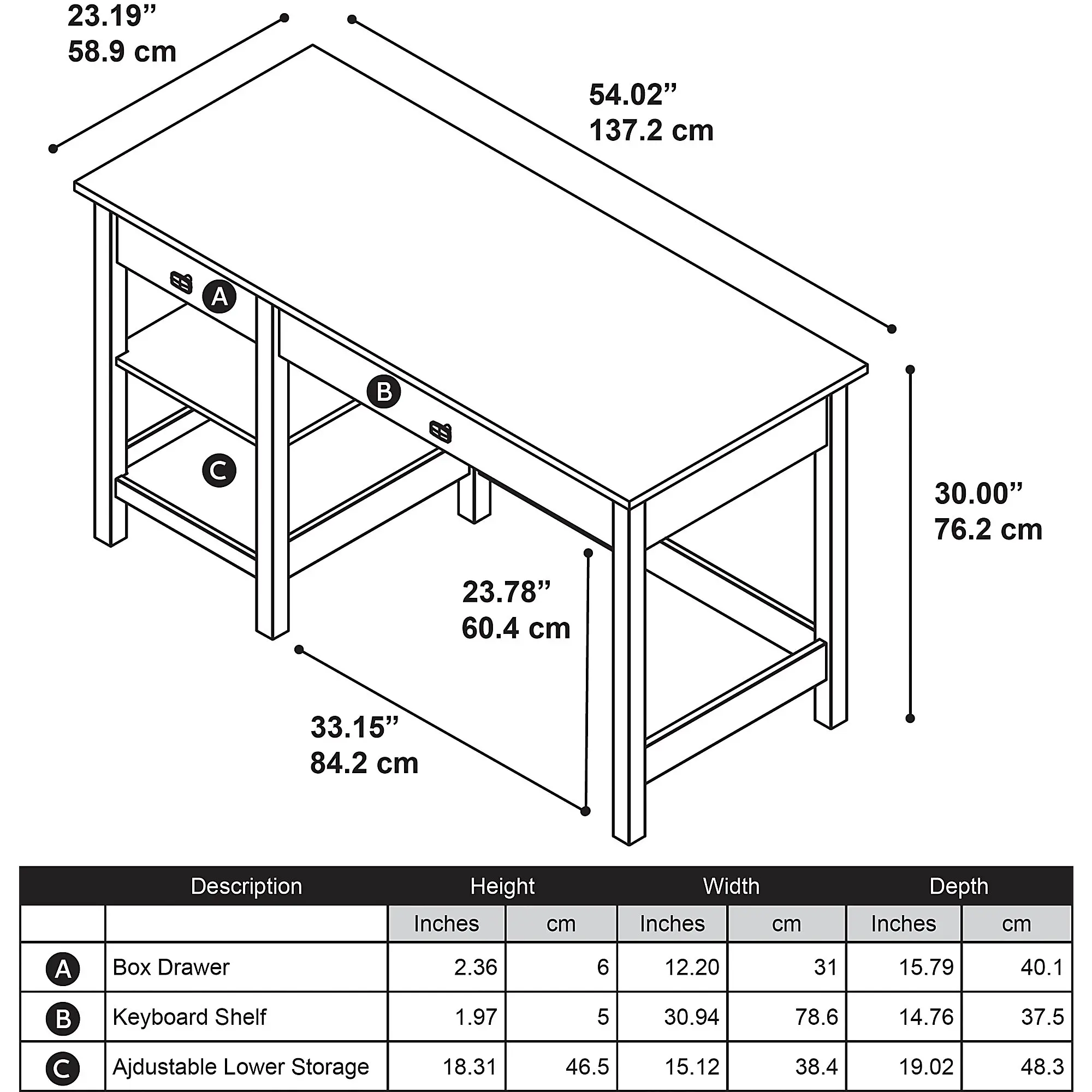 BDD154WH-03 Broadview White Computer Desk-3