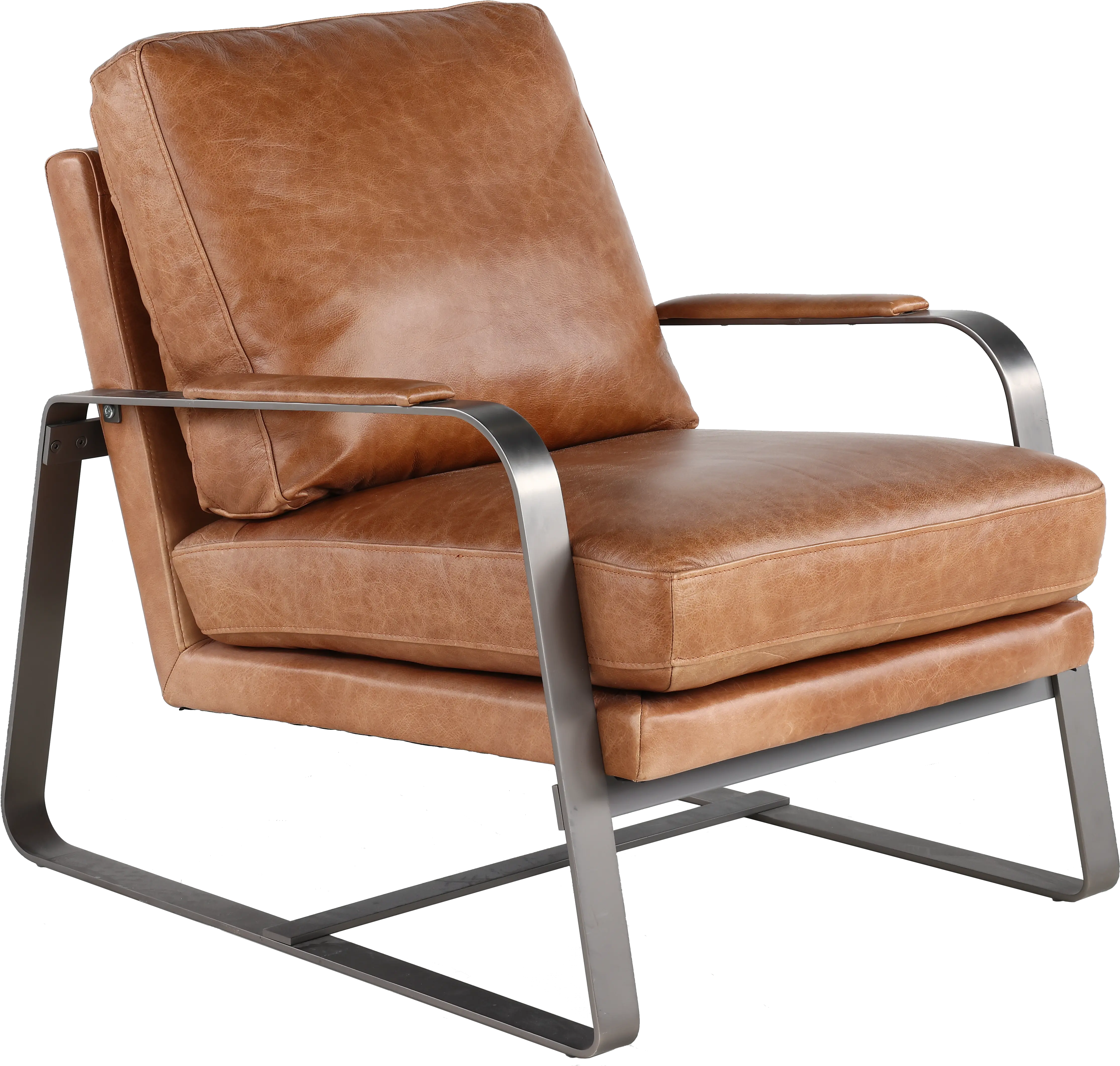 Wayne Saddle Brown Leather Accent Chair-1