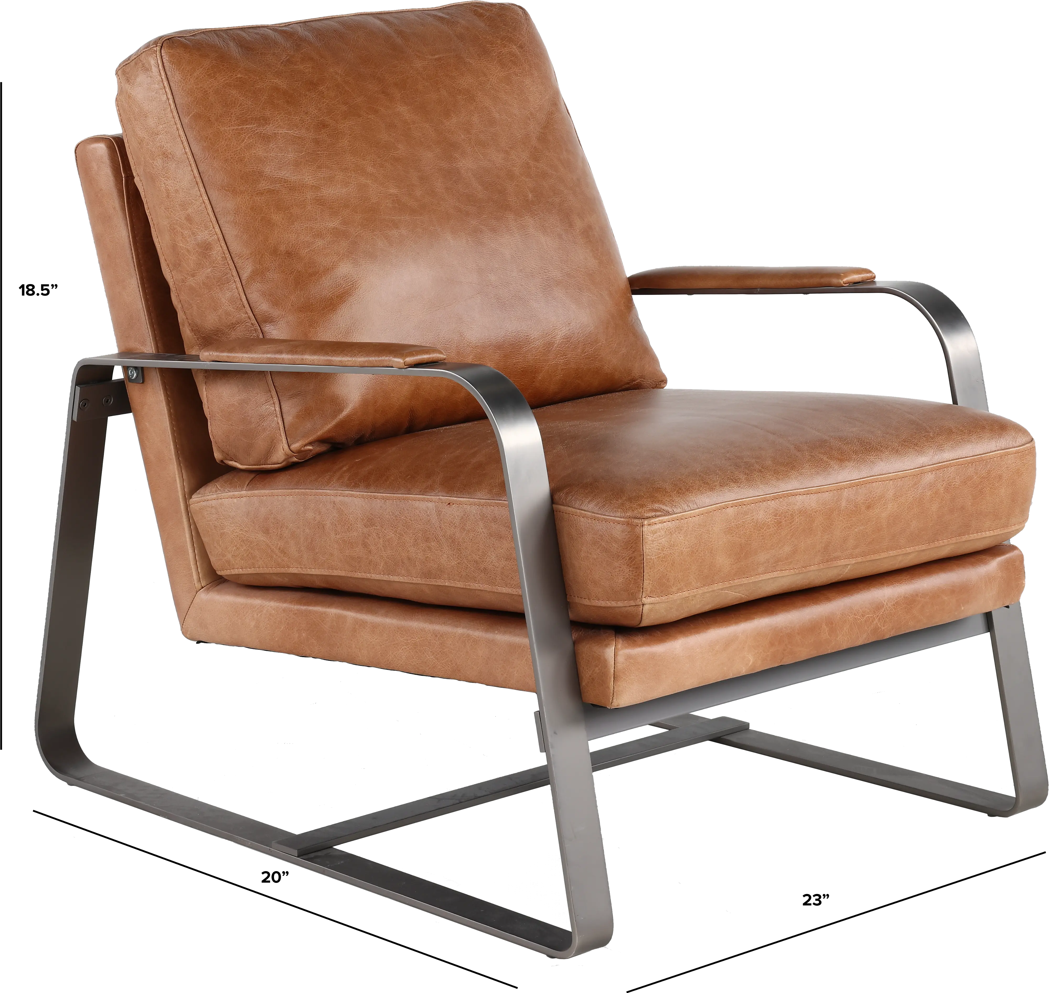 Wayne Saddle Brown Leather Accent Chair-3