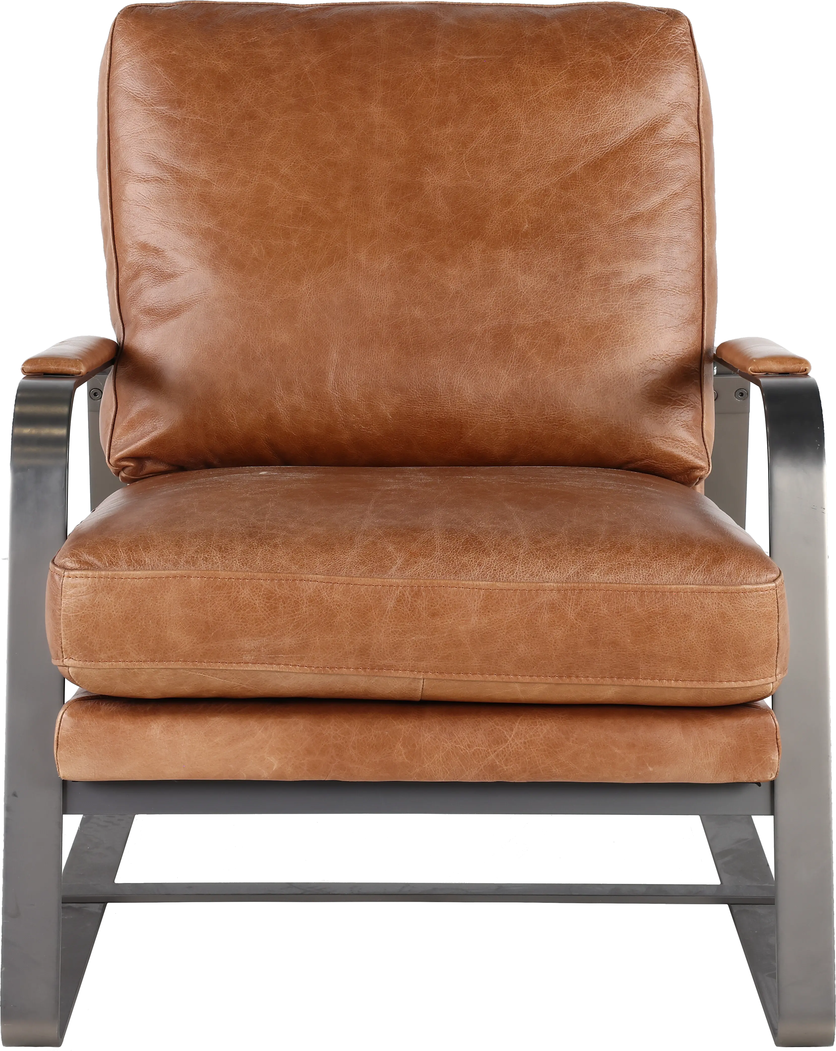 Wayne Saddle Brown Leather Accent Chair-4
