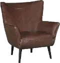 Brown Leather-Match Wing Back Accent Chair - Jet