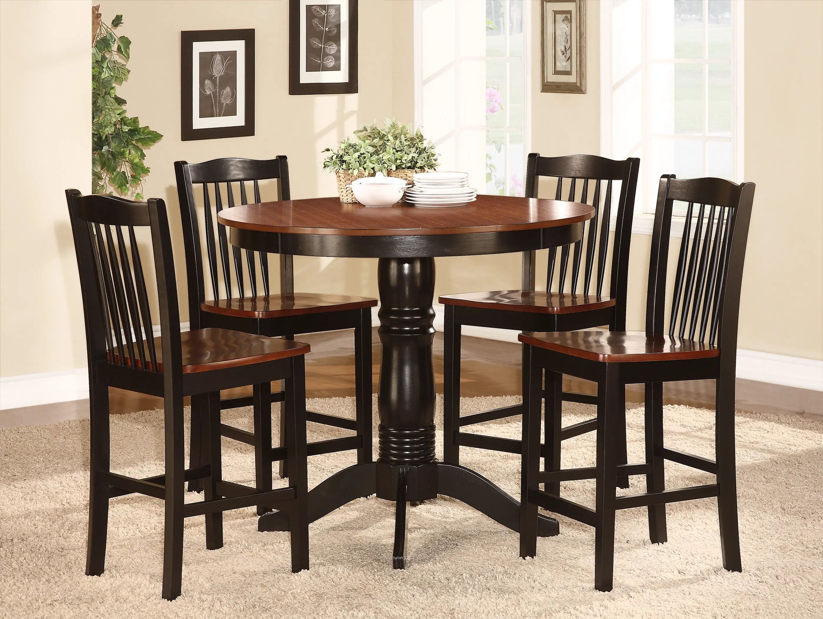 Black 5 Piece Counter Height Dining Set - Andover Collection-1