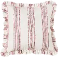 Red Stripe Ticking Euro Sham with Ruffle