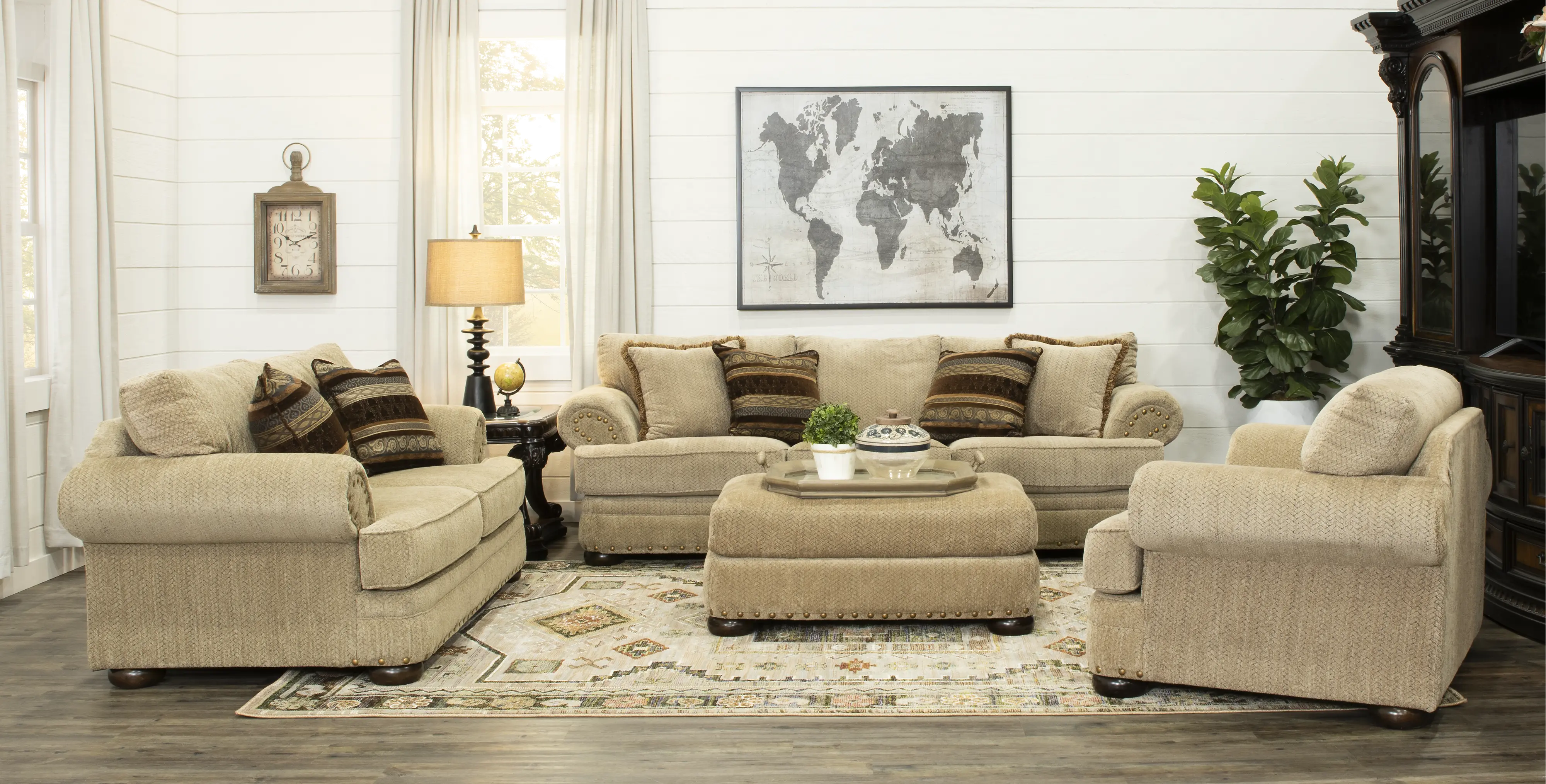 Grand Estates Brown and Glass Top Coffee Table-12