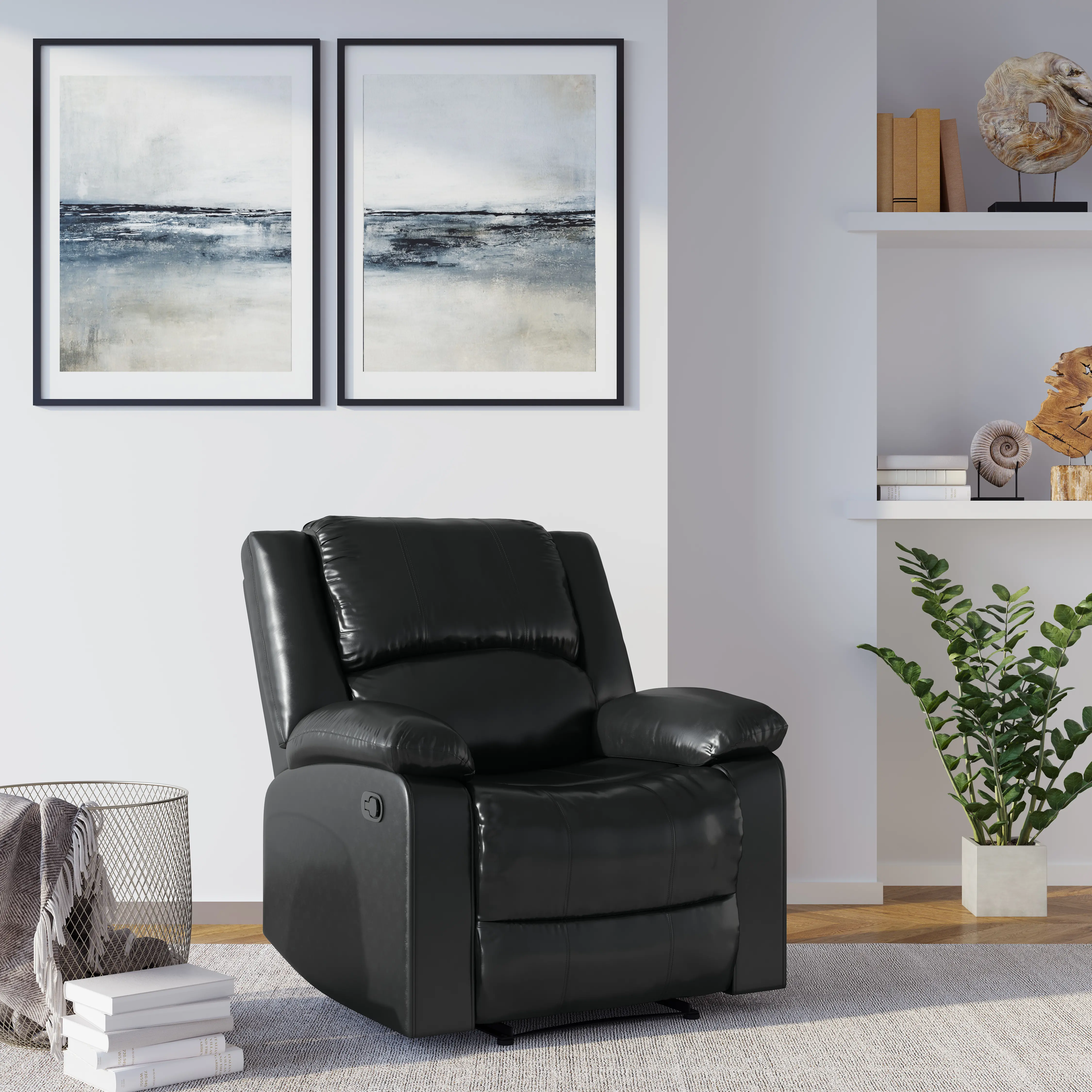 RR-PRK1CP3001 Relax-A-Lounger Preston Black Vegan Leather Recliner-2