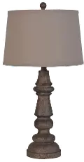Dark Brown Wood Poly Resin Table Lamp