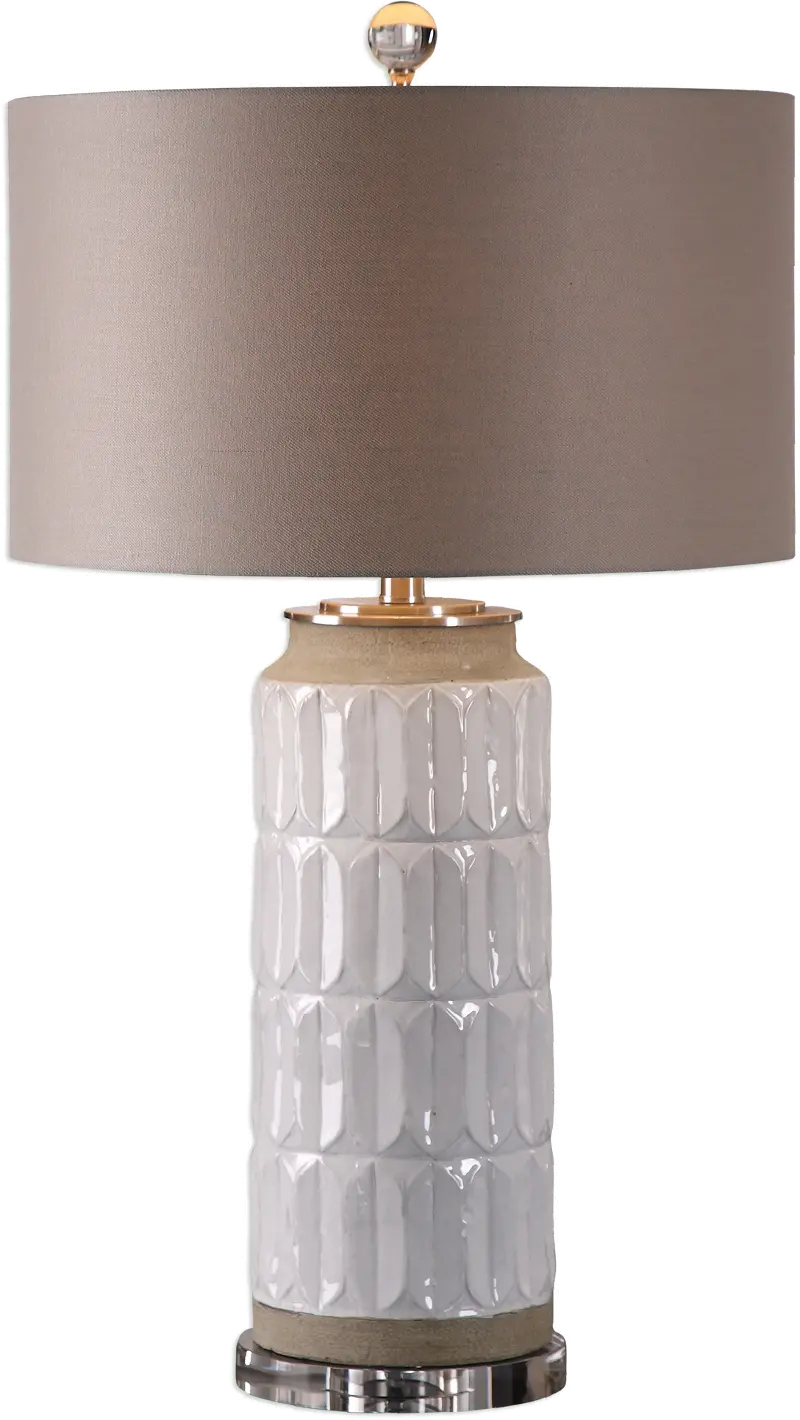 White Glaze Embossed Ceramic Table Lamp