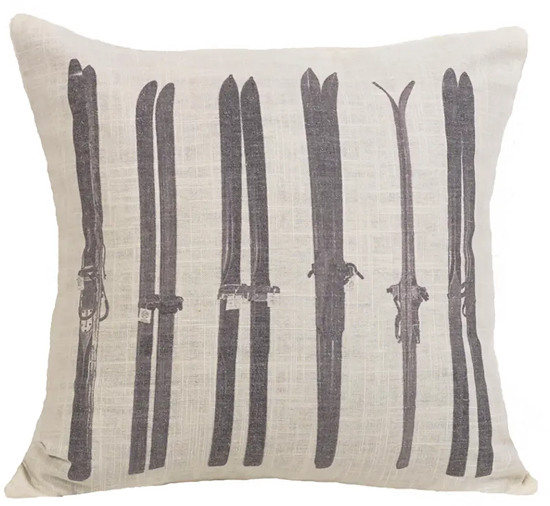 Printed Skis Throw Pillow