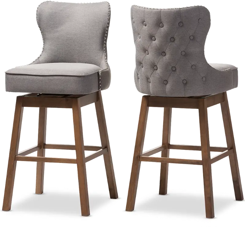 Gradisca Gray Upholstered Swivel Bar Stool - Set of 2