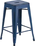 Distressed Blue Metal Counter Height Stool