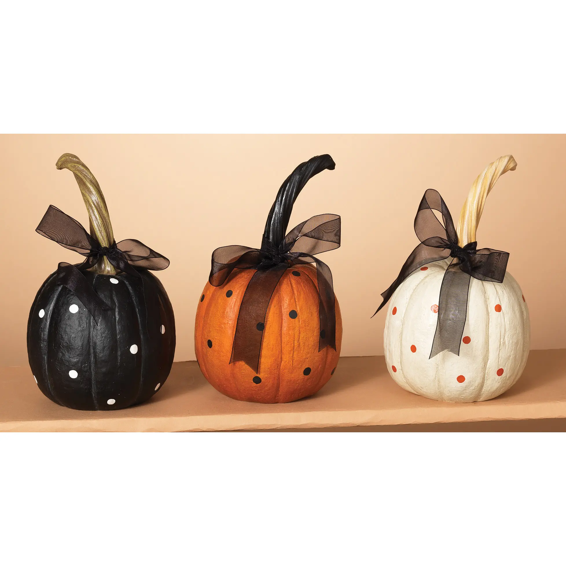 Assorted Polka Dot Pumpkin with Ribbon-1
