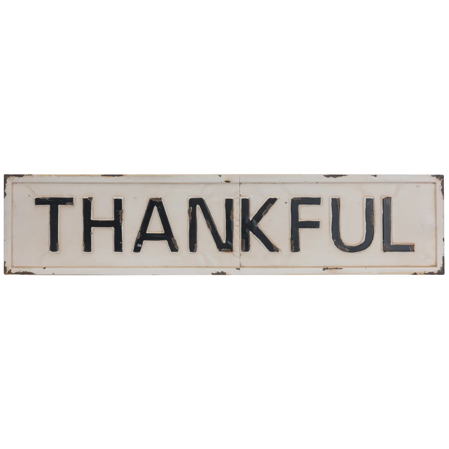 Distressed Metal Thankful Sign-1
