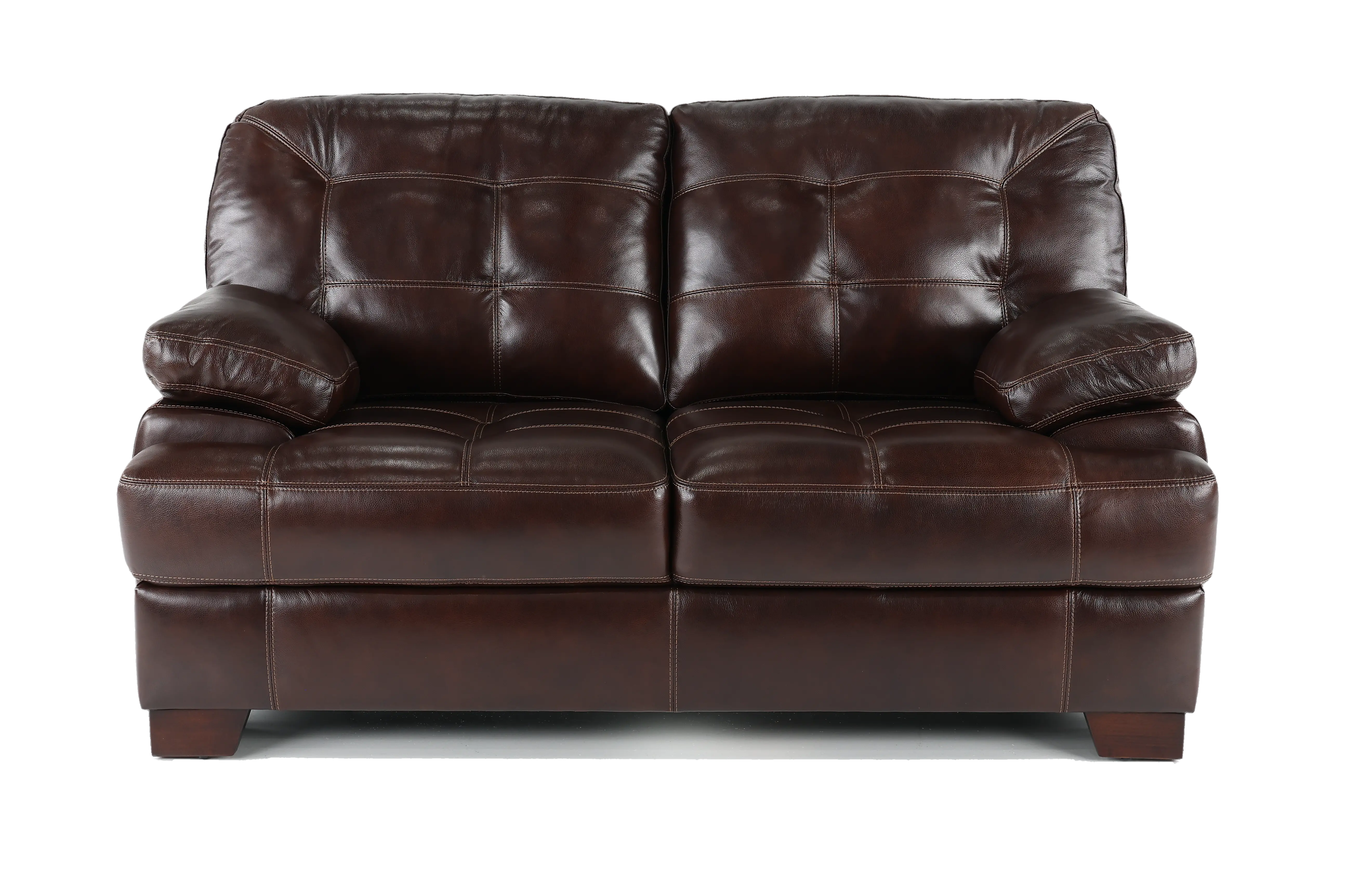 Amarillo Walnut Brown Leather Loveseat-1