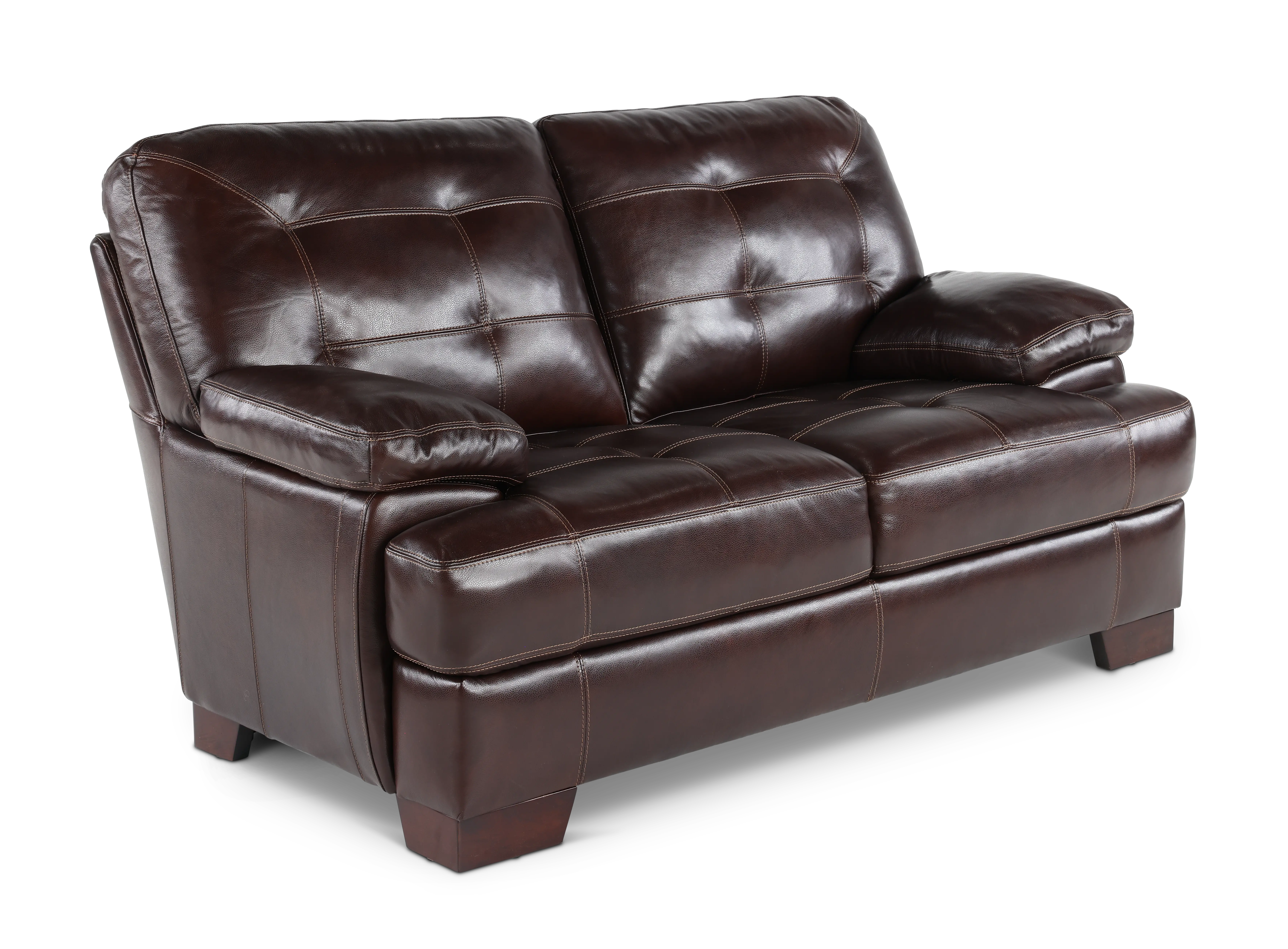 Amarillo Walnut Brown Leather Loveseat-2