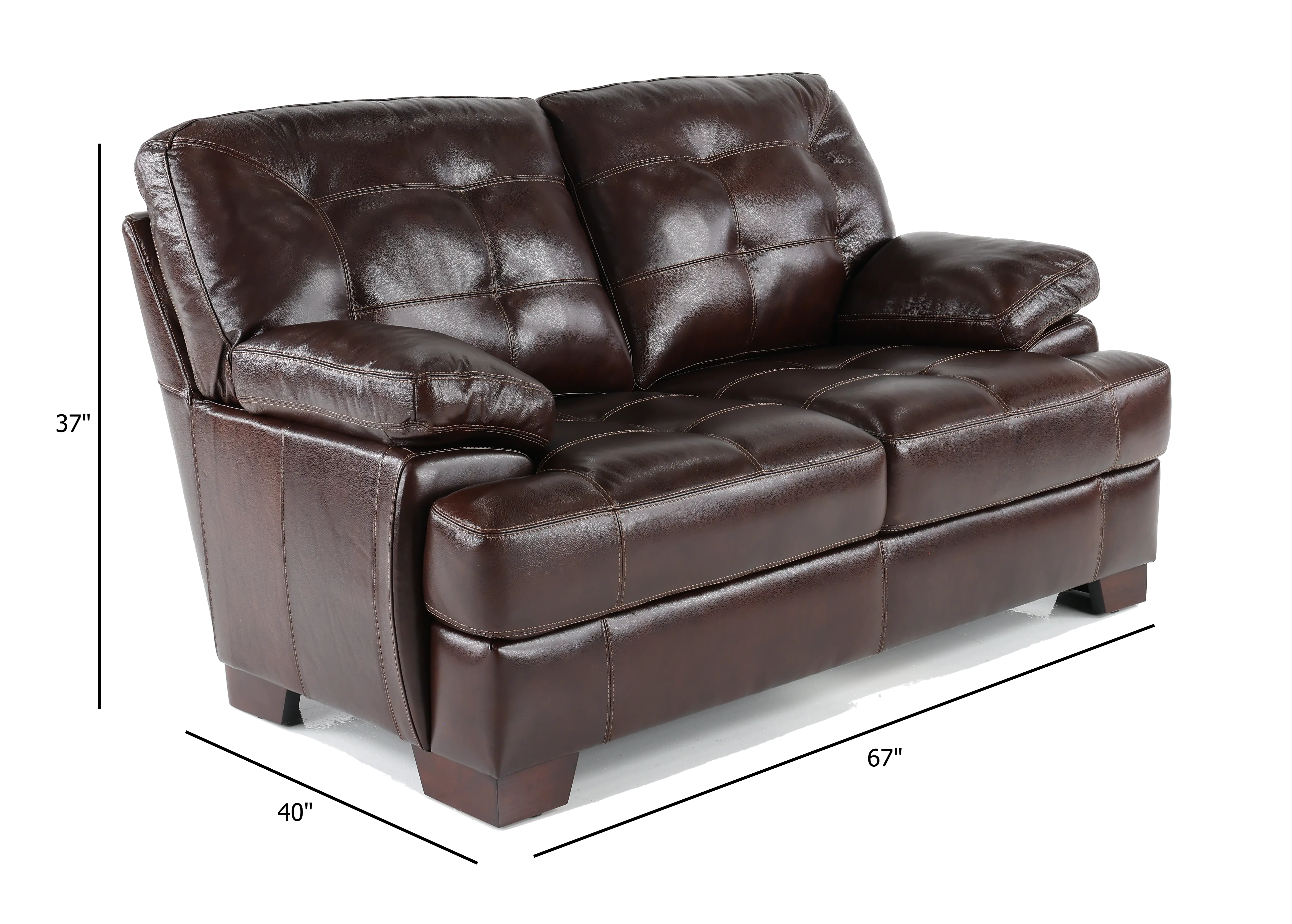 Amarillo Walnut Brown Leather Loveseat-3