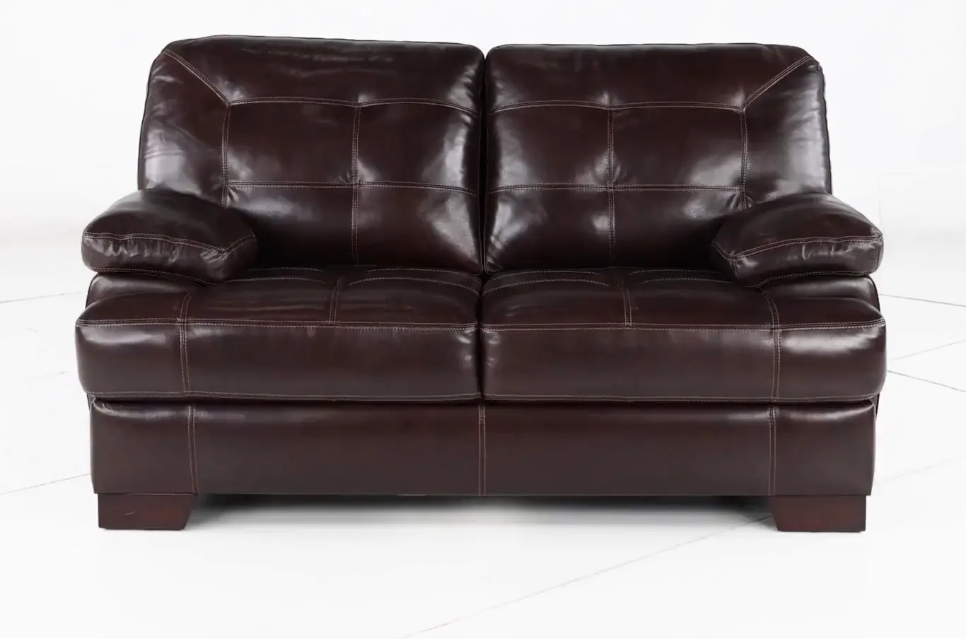 Amarillo Walnut Brown Leather Loveseat-4