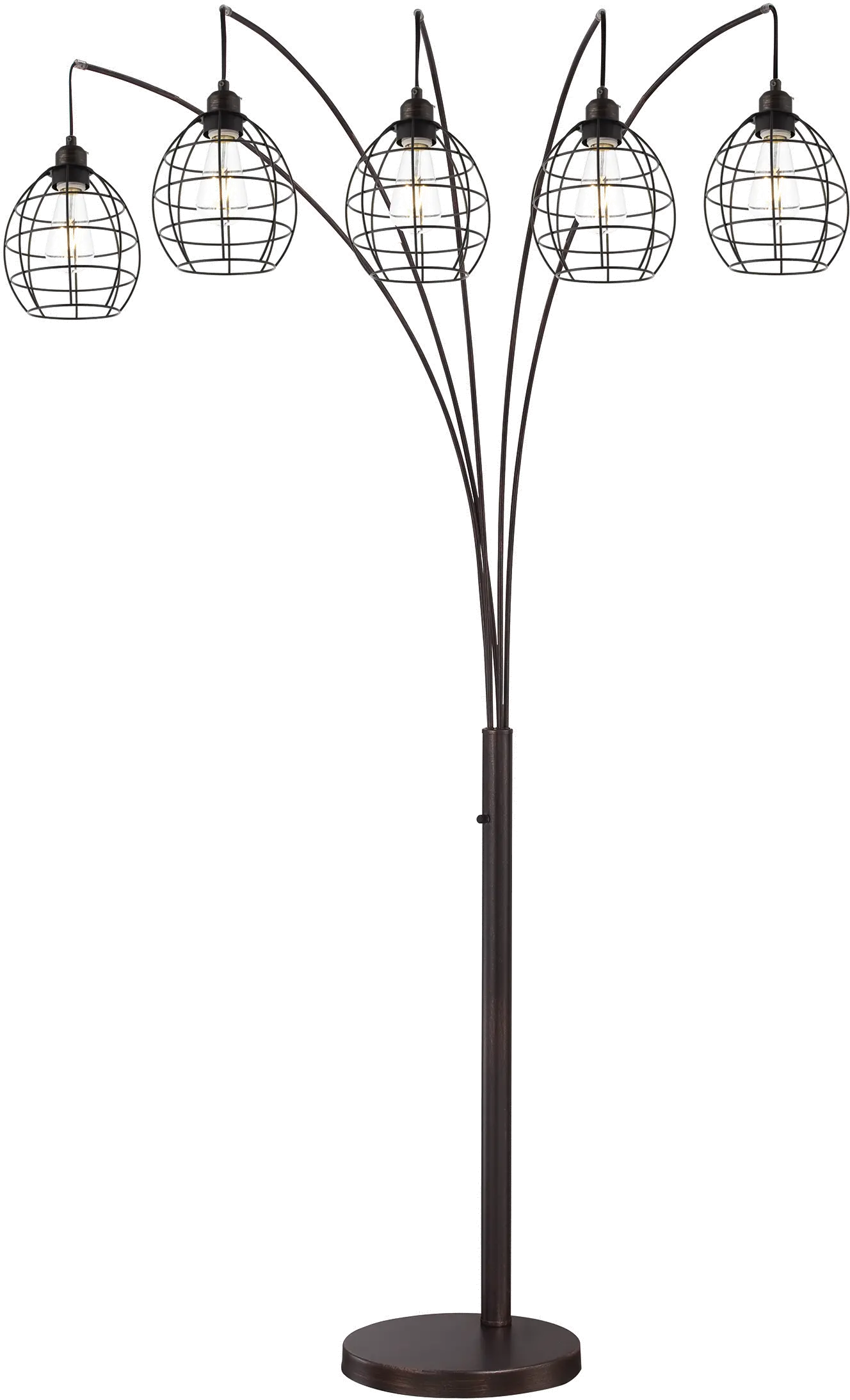 Copper Bronze 5 Light Arch Floor Lamp with Metal Shades-1