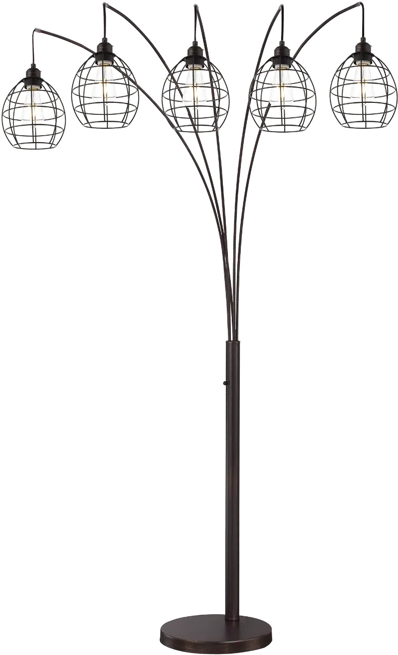 Copper Bronze 5 Light Arch Floor Lamp with Metal Shades