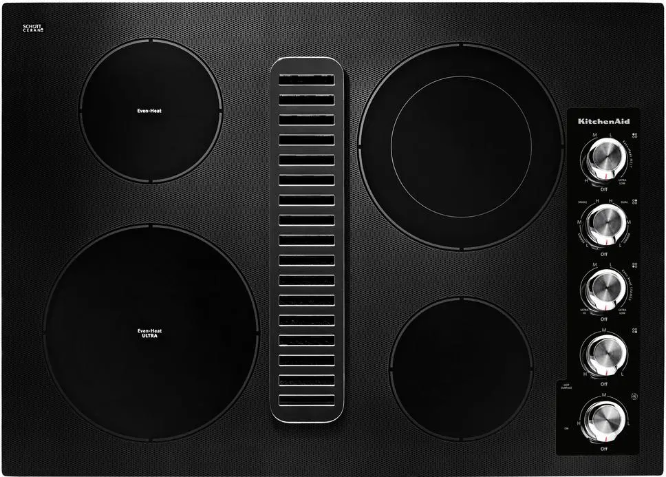 KCED600GBL KitchenAid 30 Inch Electric Downdraft Cooktop with 4 Elements - Black-1