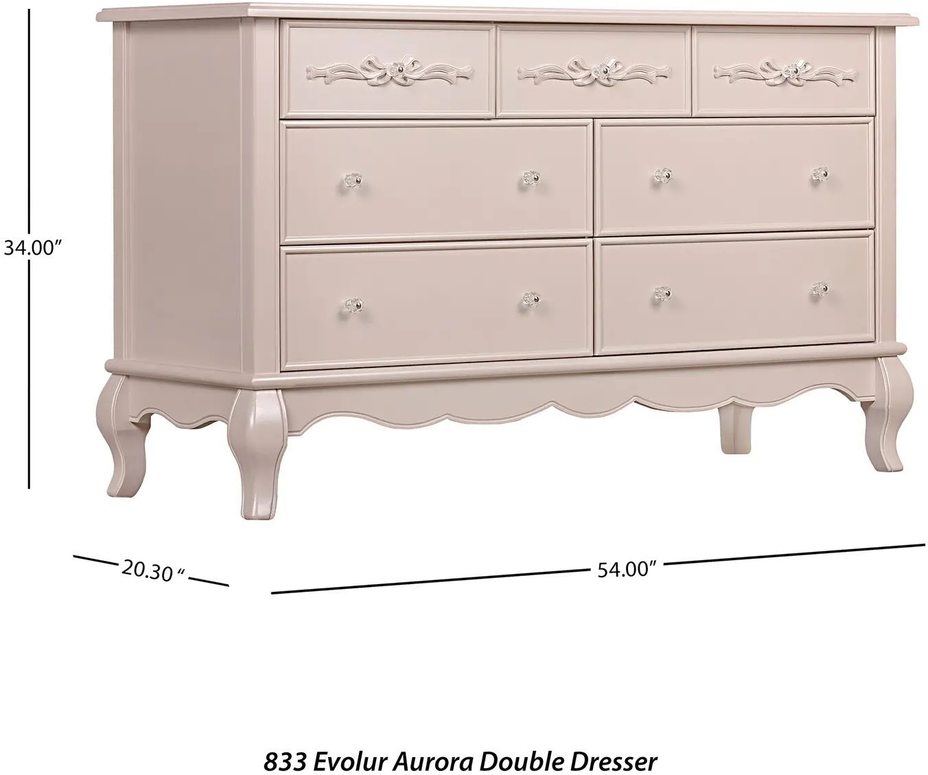 Blush Pink 7-Drawer Double Dresser - Aurora -1