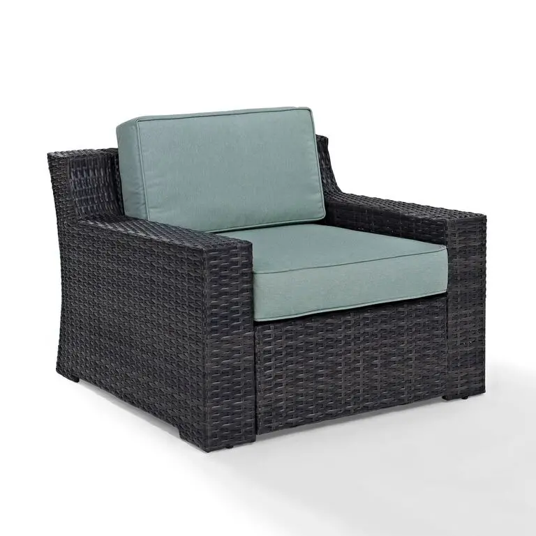 CO7155-BR Beaufort Blue and Wicker Armchair-1