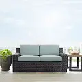 KO70102BR Beaufort Blue Mist and Wicker Patio Loveseat