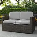 KO70092BR-GY Palm Harbor Gray and Wicker Patio Loveseat