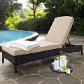 KO70093BR-SA Palm Harbor Sand and Wicker Patio Chaise Lounge